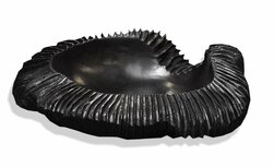 Teakbowl met ribbels | Zwart