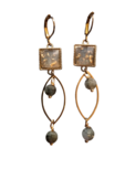 Oorbel goud/ blauw